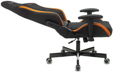 Кресло компьютерное Knight EXPLORE, 2 подушки, экокожа премиум, черное/оранжевое, 1628886