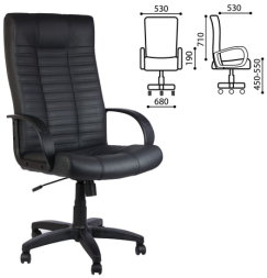 Кресло из натуральной кожи "Атлант", монолитный каркас, черное