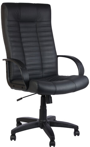 Кресло из натуральной кожи &quot;Атлант&quot;, монолитный каркас, черное