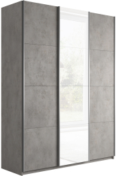 Шкаф-купе Прайм 3-х дверный (ЛДСП/Стекло белое/ЛДСП) Бетон