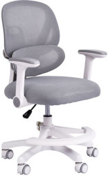 Кресло детское с подставкой для ног BRABIX KIDS MG-220, сетка/ткань TW, серое, 533315