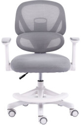 Кресло детское с подставкой для ног BRABIX KIDS MG-220, сетка/ткань TW, серое, 533315