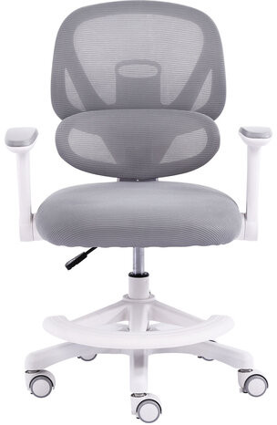 Кресло детское с подставкой для ног BRABIX KIDS MG-220, сетка/ткань TW, серое, 533315