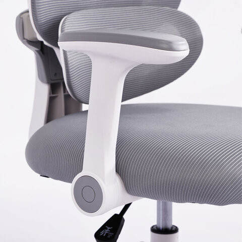 Кресло детское с подставкой для ног BRABIX KIDS MG-220, сетка/ткань TW, серое, 533315