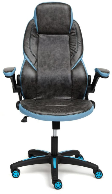 Кресло BAZUKA кож/зам, серый/голубой, 2TONE/2TONE перф/04-20