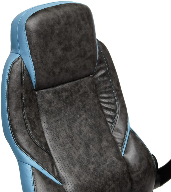 Кресло BAZUKA кож/зам, серый/голубой, 2TONE/2TONE перф/04-20