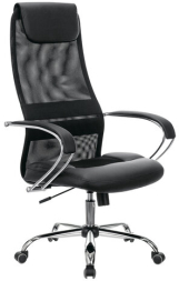 Кресло офисное BRABIX PREMIUM &quot;Stalker EX-608 CH&quot;, хром, ткань-сетка/кожзам, черное, 532091