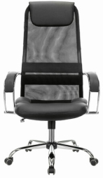 Кресло офисное BRABIX PREMIUM &quot;Stalker EX-608 CH&quot;, хром, ткань-сетка/кожзам, черное, 532091