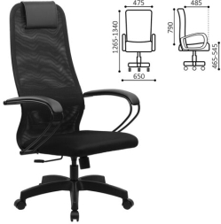 Кресло офисное BRABIX PREMIUM "Ultimate EX-800" пластик, плотная двойная сетка Х2, черное, 532914