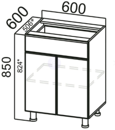 Стол-рабочий С600яс (с ящиком и створками) Вектор