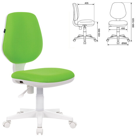 Кресло BRABIX &quot;Fancy MG-201W&quot;, без подлокотников, пластик белый, салатовое, 532414, MG-201W_532414