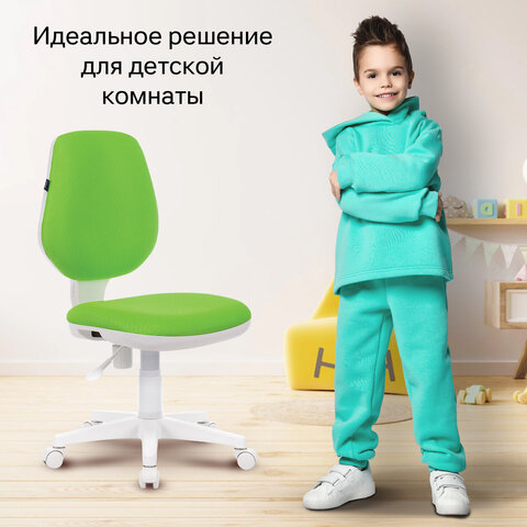 Кресло BRABIX &quot;Fancy MG-201W&quot;, без подлокотников, пластик белый, салатовое, 532414, MG-201W_532414