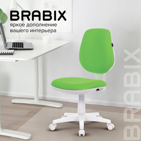Кресло BRABIX &quot;Fancy MG-201W&quot;, без подлокотников, пластик белый, салатовое, 532414, MG-201W_532414