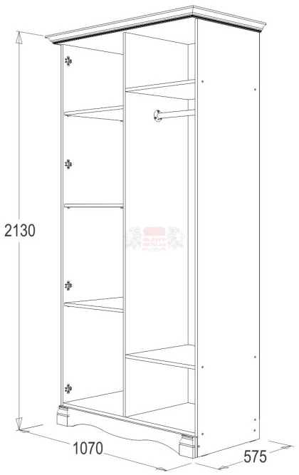 Шкаф 2-х дв. для одежды и белья Ольга 1Н