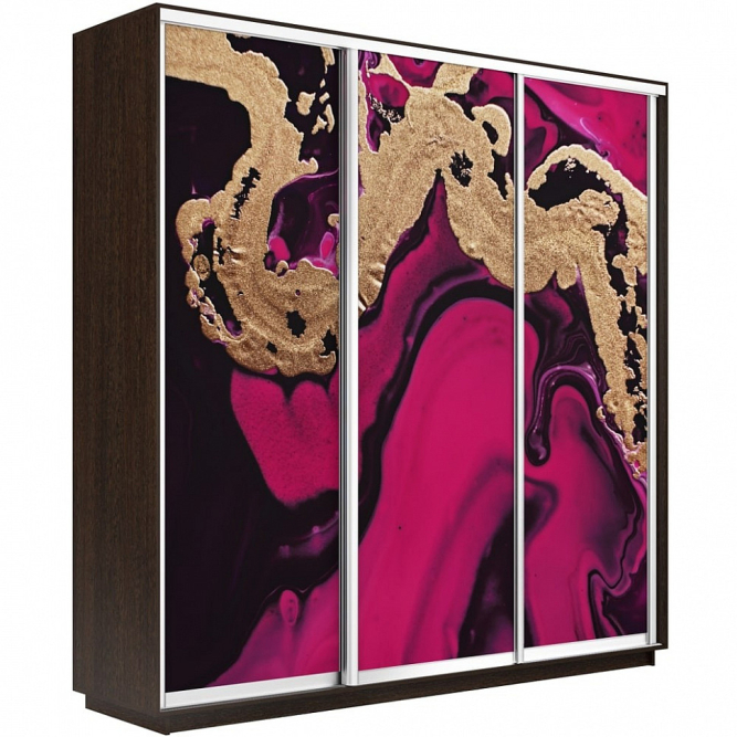 Шкаф-купе Экспресс 3-х дверный (Фото №1005 Абстракция розовая)