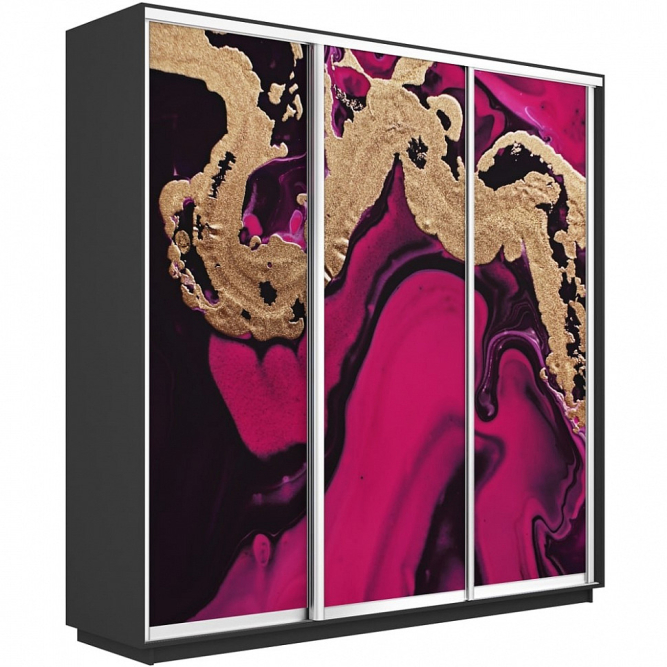 Шкаф-купе Экспресс 3-х дверный (Фото №1005 Абстракция розовая)