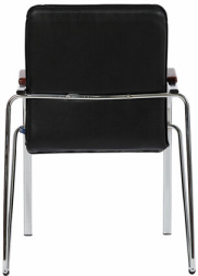 Кресло для приемных и переговорных &quot;Samba&quot;, деревянные накладки, хромированный каркас, кожзам черный