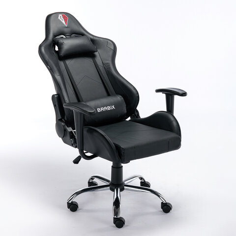 Кресло компьютерное BRABIX &quot;Hunter GM-130&quot;, две подушки, экокожа, черное, 532798