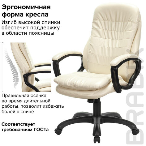 Кресло офисное BRABIX PREMIUM &quot;Omega EX-589&quot;, экокожа, бежевое, 532095