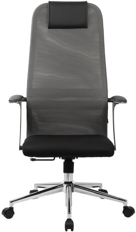 Кресло офисное BRABIX PREMIUM &quot;Ultimate EX-801&quot; хром, плотная двойная сетка Х2, черное/серое, 532918