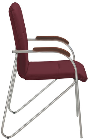 Кресло для приемных и переговорных &quot;Samba&quot; (дерево 1.023), хромированный каркас, кожзам бордовый V-25