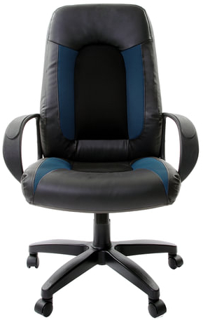 Кресло офисное BRABIX &quot;Strike EX-525&quot;, экокожа черная/синяя, ткань серая, TW, 531378