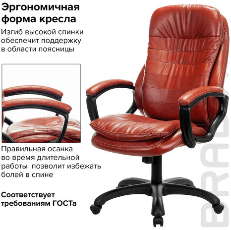 Кресло офисное BRABIX PREMIUM &quot;Omega EX-589&quot;, экокожа, коричневое, 532096