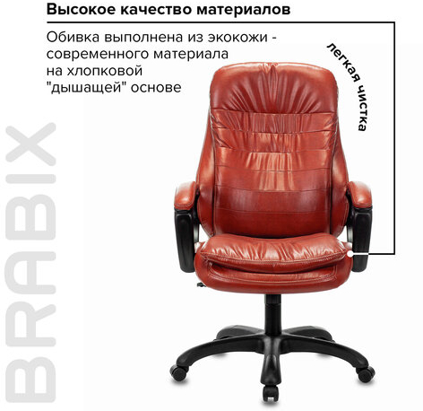 Кресло офисное BRABIX PREMIUM &quot;Omega EX-589&quot;, экокожа, коричневое, 532096