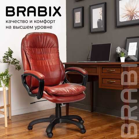Кресло офисное BRABIX PREMIUM &quot;Omega EX-589&quot;, экокожа, коричневое, 532096