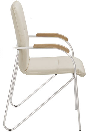 Кресло для приемных и переговорных &quot;Samba&quot;, деревянные накладки, хромированный каркас, кожзам бежевый