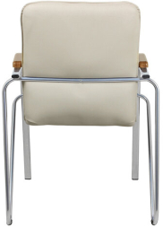 Кресло для приемных и переговорных &quot;Samba&quot;, деревянные накладки, хромированный каркас, кожзам бежевый