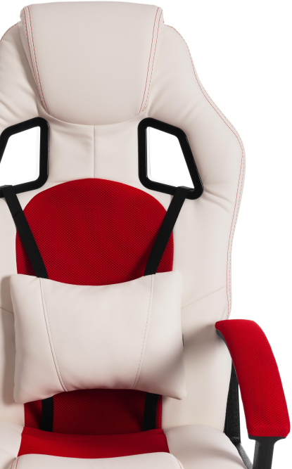 Кресло DRIVER кож/зам/ткань, белый/красный, 36-01/08