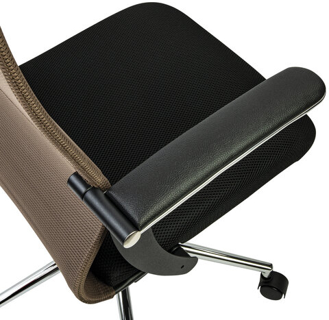 Кресло BRABIX PREMIUM &quot;Ultimate EX-801&quot; хром, плотная двойная сетка Х2, черное/коричневое, 532920