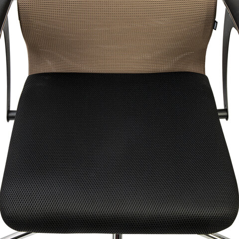 Кресло BRABIX PREMIUM &quot;Ultimate EX-801&quot; хром, плотная двойная сетка Х2, черное/коричневое, 532920