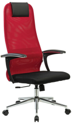 Кресло офисное BRABIX PREMIUM &quot;Ultimate EX-801&quot; хром, плотная двойная сетка Х2, черное/красное, 532921