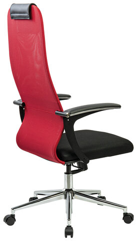 Кресло офисное BRABIX PREMIUM &quot;Ultimate EX-801&quot; хром, плотная двойная сетка Х2, черное/красное, 532921