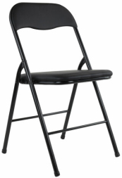Стул складной BRABIX "Golf CF-007", черный каркас, кожзам черный, гофрокороб, 533024