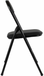 Стул складной BRABIX "Golf CF-007", черный каркас, кожзам черный, гофрокороб, 533024