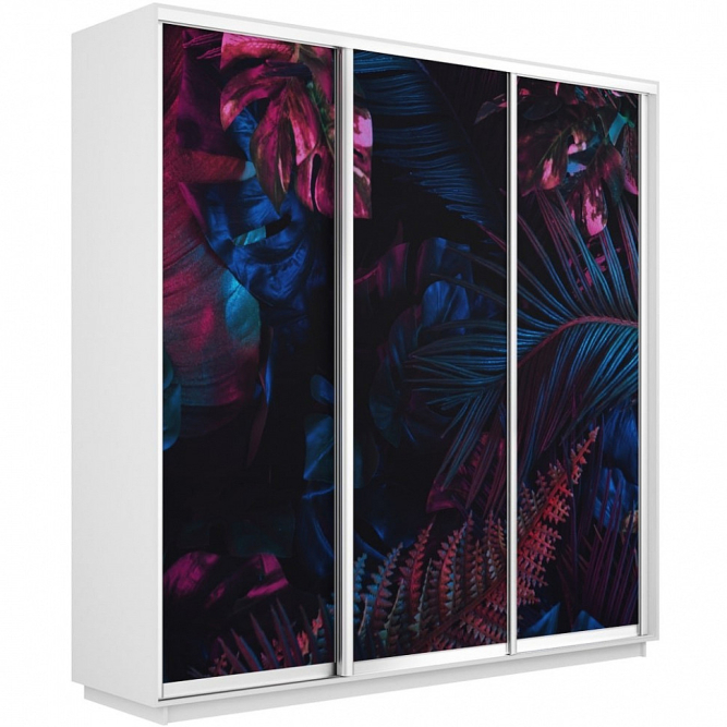 Шкаф-купе Экспресс 3-х дверный (Фото №1004 Джунгли темные)