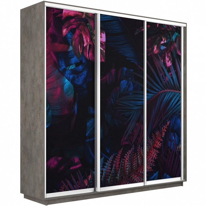 Шкаф-купе Экспресс 3-х дверный (Фото №1004 Джунгли темные)