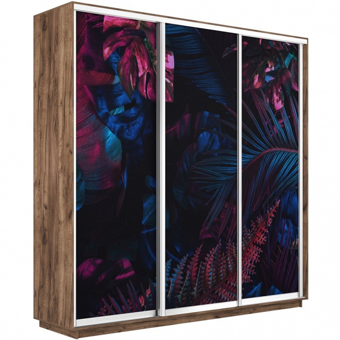 Шкаф-купе Экспресс 3-х дверный (Фото №1004 Джунгли темные)
