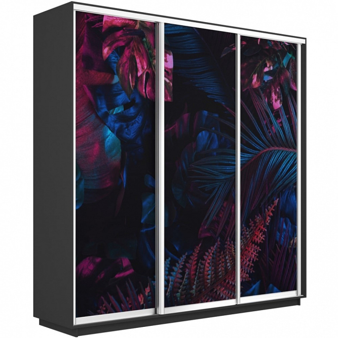 Шкаф-купе Экспресс 3-х дверный (Фото №1004 Джунгли темные)