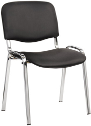 Стул для персонала и посетителей "ИЗО", хромированный каркас, кожзам черный Z-11, К3