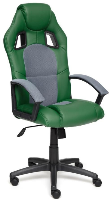 Кресло DRIVER кож/зам/ткань, зеленый/серый, 36-001/12