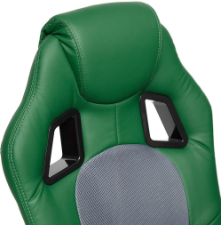 Кресло DRIVER кож/зам/ткань, зеленый/серый, 36-001/12
