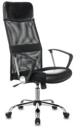 Кресло офисное CH-600SL, хром, ткань-сетка/кожзам, черное, 1380230