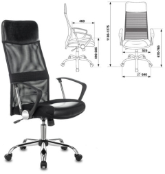 Кресло офисное CH-600SL, хром, ткань-сетка/кожзам, черное, 1380230