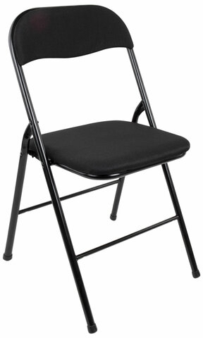 Стул складной BRABIX &quot;Golf CF-007&quot;, чёрный каркас, чёрная ткань, гофрокороб, 533025