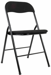 Стул складной BRABIX "Golf CF-007", чёрный каркас, чёрная ткань, гофрокороб, 533025