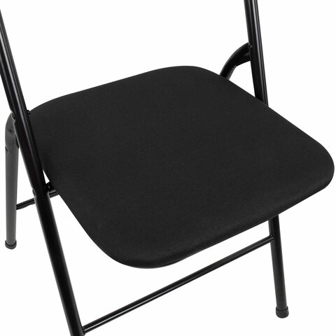 Стул складной BRABIX &quot;Golf CF-007&quot;, чёрный каркас, чёрная ткань, гофрокороб, 533025